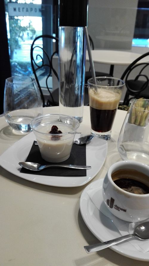 Coffee and vegan dessert at Healthy Bites in Athens