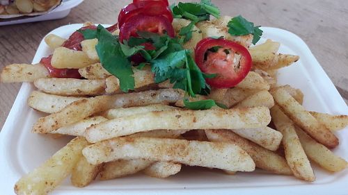 Masala chips from Vaso Kitchen at GRUB in Manchester