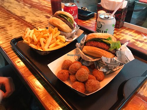 Burgers and sides at Gran Vegano in Sao Paulo