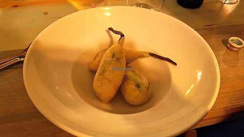 Zucchini flower stuffed with vegan ricotta at Vero Gastrobar in Naples
