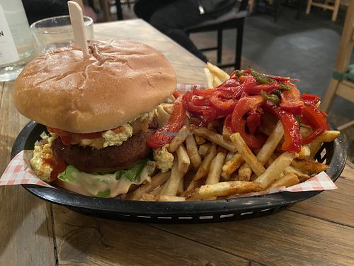 McLovin burger with salt & pepper chips at Down the Hatch in Liverpool