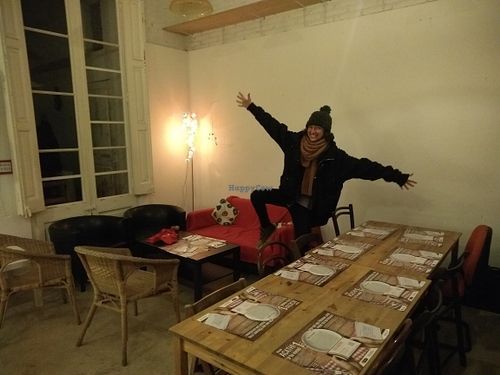 My friend excited to eat I guess haha ;) at La Raposa del Poble Sec in Barcelona