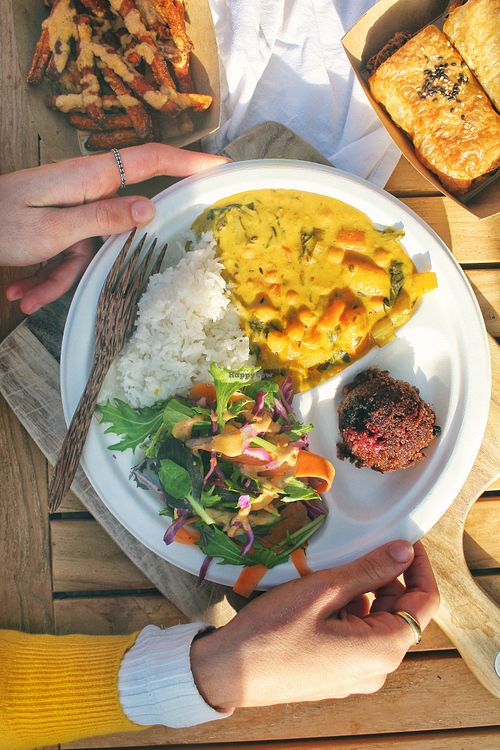 Delicious cheap Vegan meals in the Law school common room at Krishna Food - Pipitea Campus in Wellington