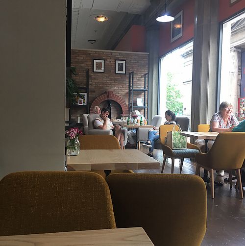 seating area at LIV Organic & Natural Food Market in Liverpool