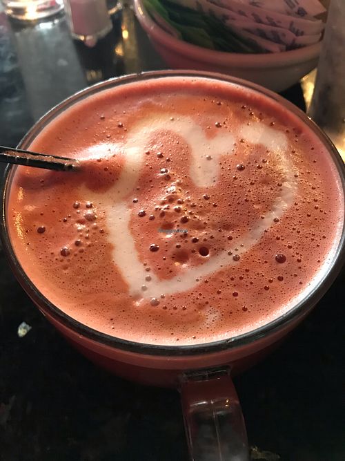 Red Velvet Latte made with coconut milk, no whip....yum!!! at Alleghany Creamery & Crepes in Hollidaysburg