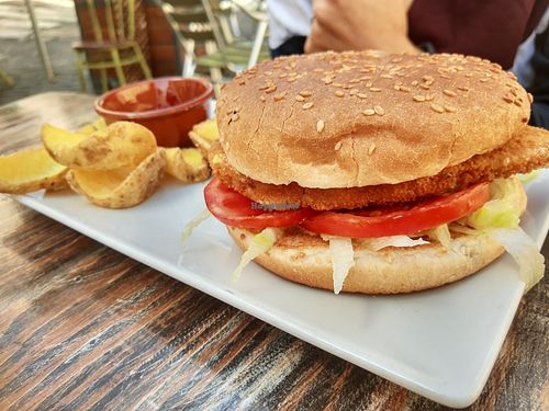 Vegan chicken burger at Petite Sophie in Mahon