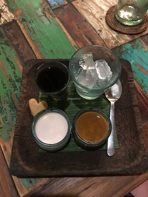 Cold Brew Coffee with Almond Milk at Atman Nourish Kafe in Ubud