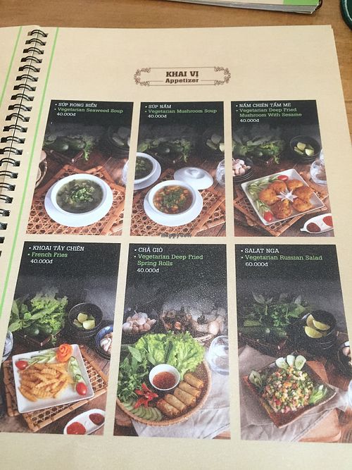 Menu at Vegan Kitchen in Ho Chi Minh City