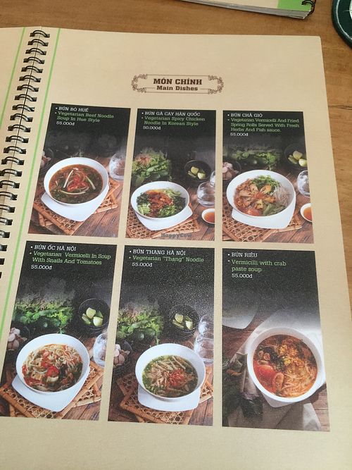 Menu at Vegan Kitchen in Ho Chi Minh City