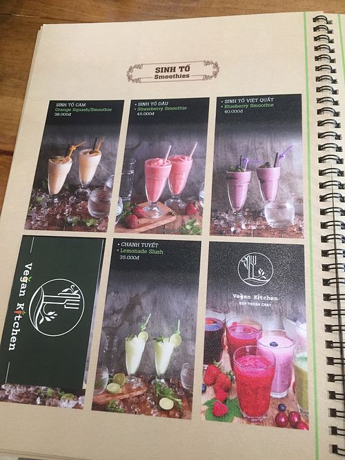 Menu at Vegan Kitchen in Ho Chi Minh City