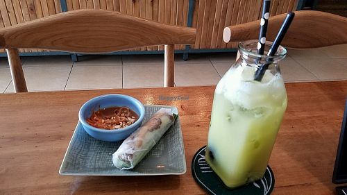 fresh roll and mango juice at Vegan Kitchen in Ho Chi Minh City