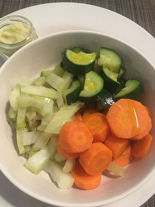 Steamed vegetables with bamboo sauce at VgOloso in Venice