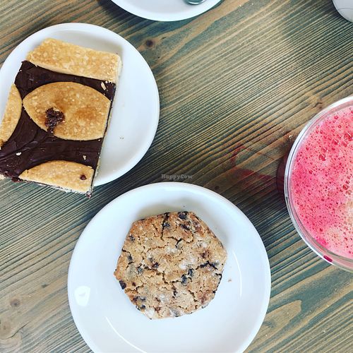 Chocolate cream tart, chocolate chip cookie, watermelon extract at NaturaSi in Abbiategrasso