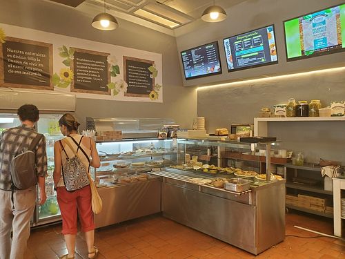 Inside food options at La Esquina de las Flores in Buenos Aires