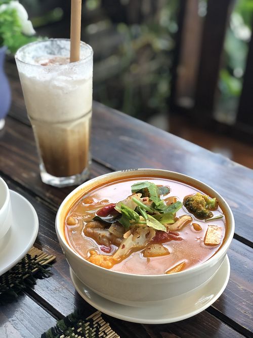 Vegan soup at Rad Rabbit in Chiang Mai