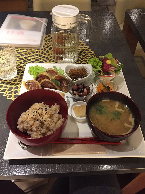 Vegetable gyoza dinner set  at Vegetable Cafe Lyra in Sapporo