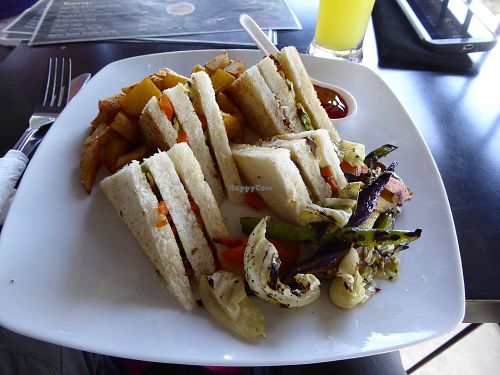 vegan sandwich with grilled vegetables at Rainbow Cafe in Ella
