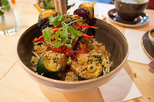 Bún chay
(= Main dish: Grilled vegetable-tofu skewer, served with rice noodles) at L'Atelier in Saarbrucken