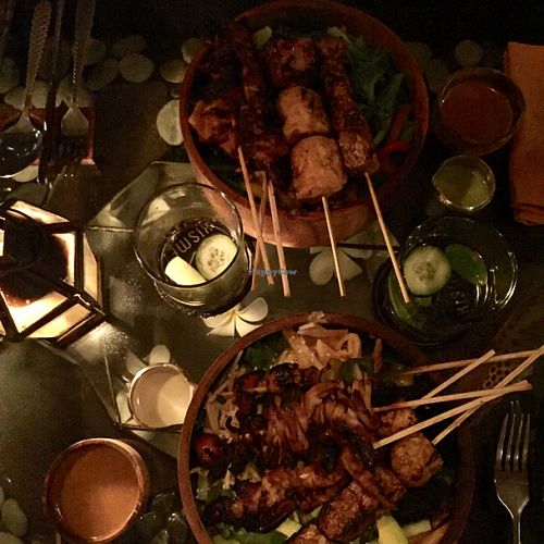 Great salad bowls & 5 different skewers at Kismet Restaurant & Lounge in Ubud