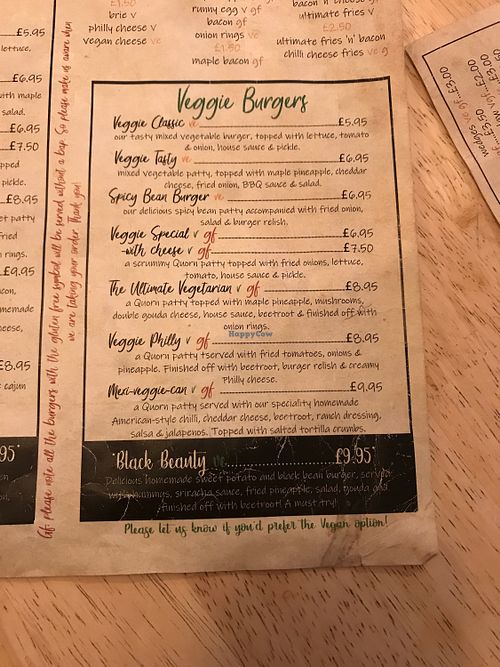 Vegan options at Mackenzies in Malvern