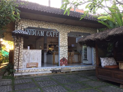front of cafe at Mumbai Station in Ubud