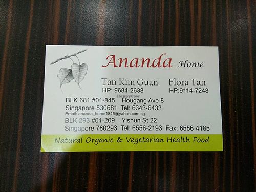business card at Ananda Home - Yishun in North Singapore