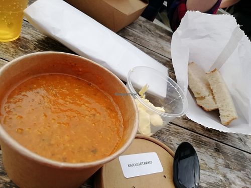 Soup and bread at AliBob at Cairn O'Mohr in Errol