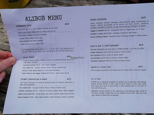 That day's menu at AliBob at Cairn O'Mohr in Errol
