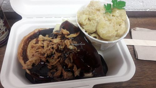 Steak and ale pie with gravy, mash and a side of mac'n'cheese at Young Vegans - Online only in East London