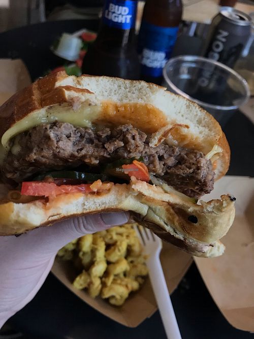 Farmacy impossible burger and cashew Mac.  at Farmacy Vegan Kitchen & Bakery in Tampa