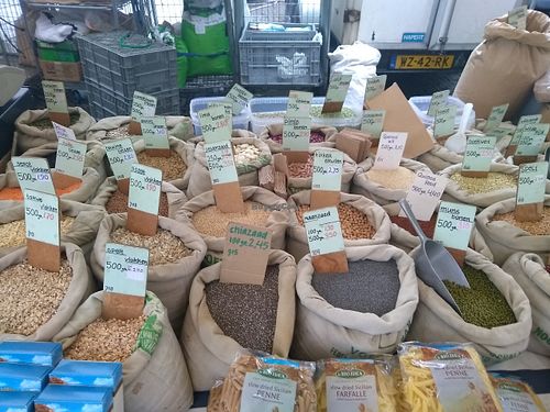 Organic grains & seeds at Boerenmarkt op de Noordermarkt in Amsterdam