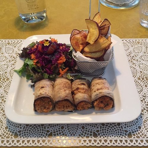 Main - aubergine and soya with cashew cheese at Rotas da Ilha Verde in Sao Miguel