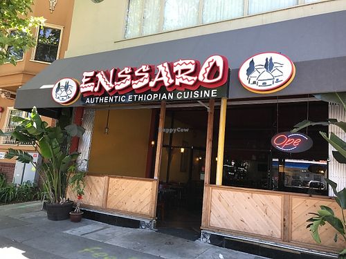 outside at Enssaro Ethiopian Restaurant in Oakland