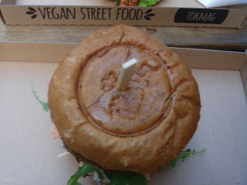 Toekmag burger brand at Tökmag Vegan Street Food in Budapest