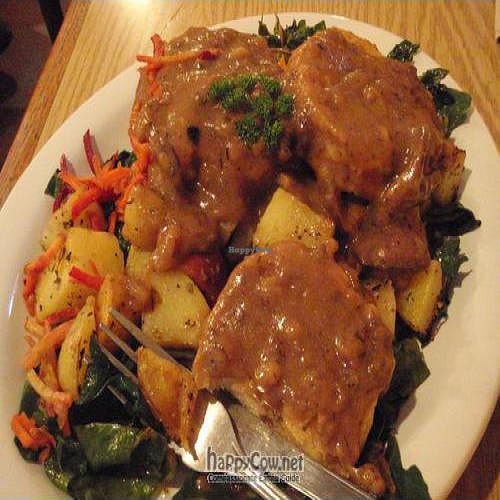 Vegan biscuits and gravy at Proper Eats Market and Cafe in Portland