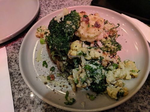 Broccoli and cauliflower bruschetta at Bana in Tel Aviv