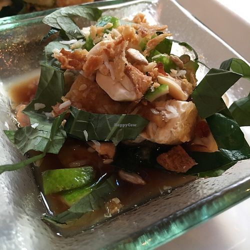 Crispy tofu with lime and chili jam (MEANG CAM TAUHU TOD) at Red Koi Thai in Helsinki