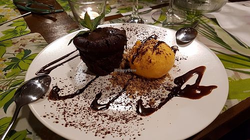 Chocolate fondant at Plant Grill in Madrid