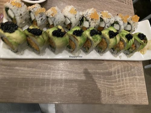 Philadelphia roll and charred avocado roll at Beyond Sushi in New York City