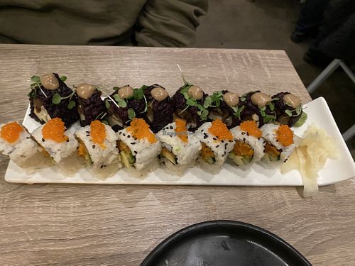 Mushroom and Spicy tuna roll at Beyond Sushi in New York City