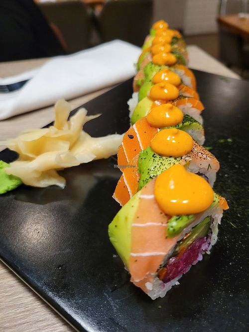 Rainbow rolls at Beyond Sushi in New York City