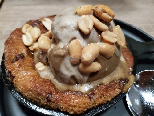 Baked cookie with ice cream at Beyond Sushi in New York City