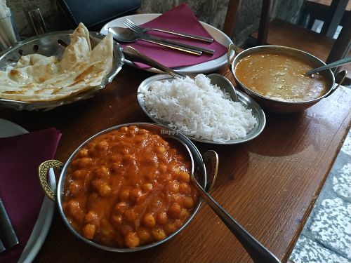 The two vegan options in the menu, with rice at Incredible India in Dubrovnik
