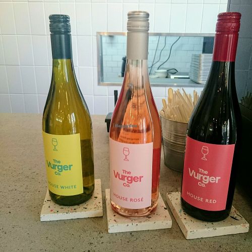 white, rose and red wine at The Vurger Co - Richmix Square in East London