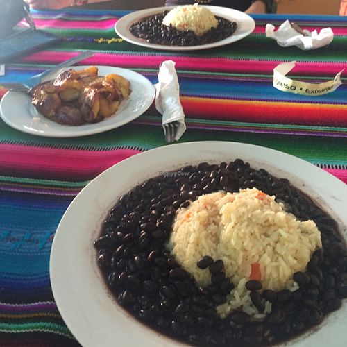 Rice and Beans and Platanos  at Cafe Yax-Ha in Flores