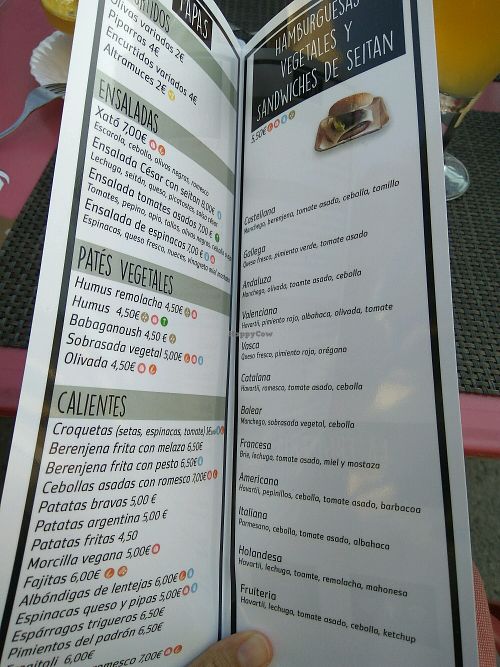 carta at Restaurante La Fruitería in Guardamar Del Segura