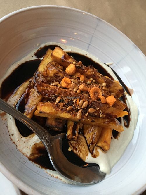 Sweet Potato Wedges and Hummus at Healthy Feast in Kuwait City