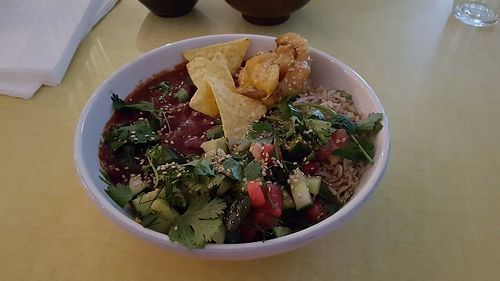 Hot bowl (rice, vegetables, red beans) at Jah Jah in Paris