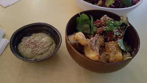 Plantain banana with avocado sauce at Jah Jah in Paris