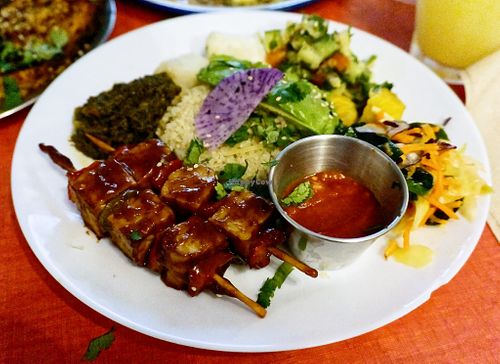 Today's plate w/tempeh skewers at Jah Jah in Paris